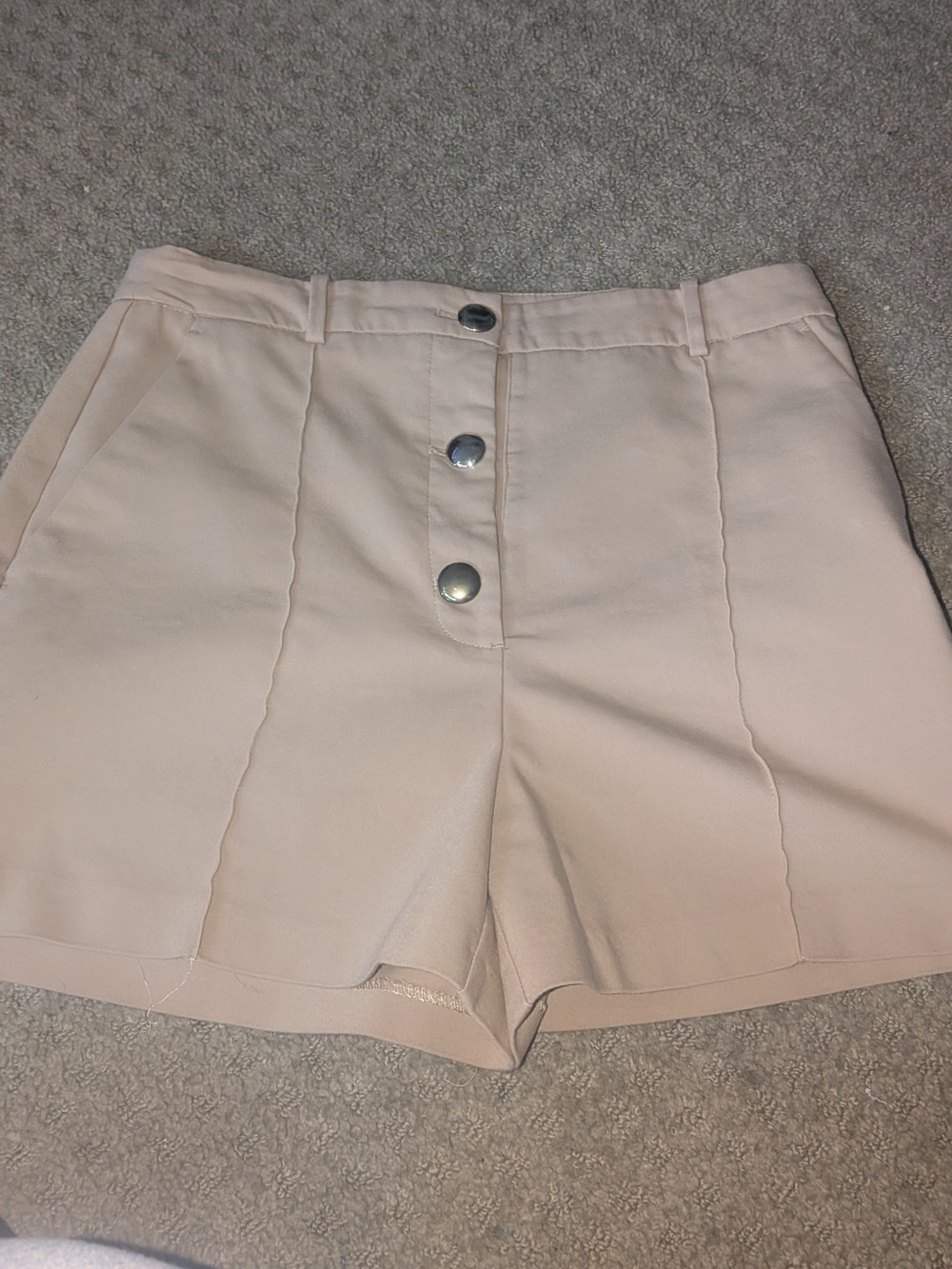 Zara High-Waist KHAKI DRESS Shorts STRETCH WOMEN'S XL EXC SHAPE $88